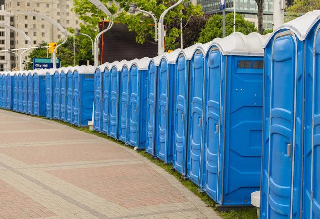 Seasonal porta potty units set up at a Dentsville, South Carolina venue