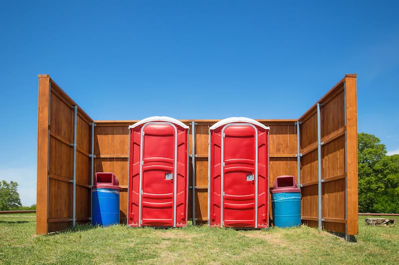 Short-term porta potty units staged for delivery in Dentsville, South Carolina