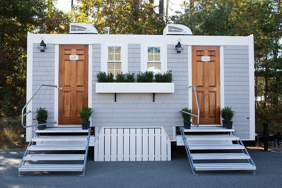Wedding restroom units discretely staged at a venue in Dentsville, South Carolina